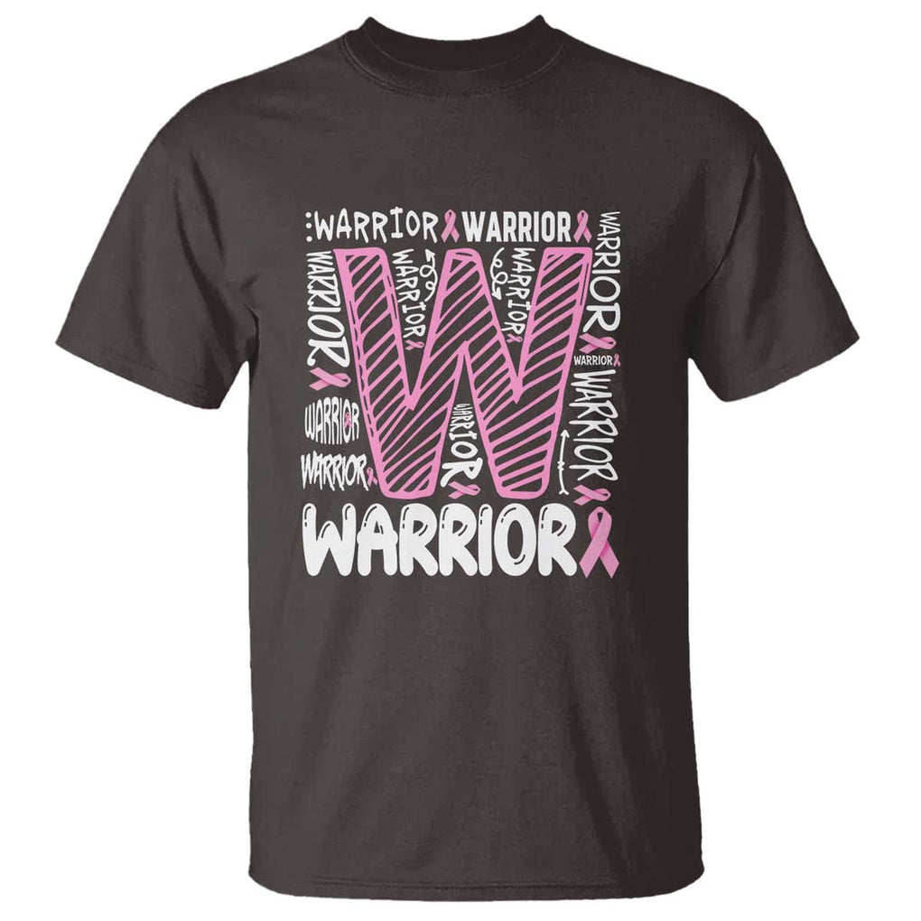 Breast Cancer Awareness In October We Wear Pink T Shirt Pink Ribbon Warriors Team TS10 Dark Chocolate Print Your Wear