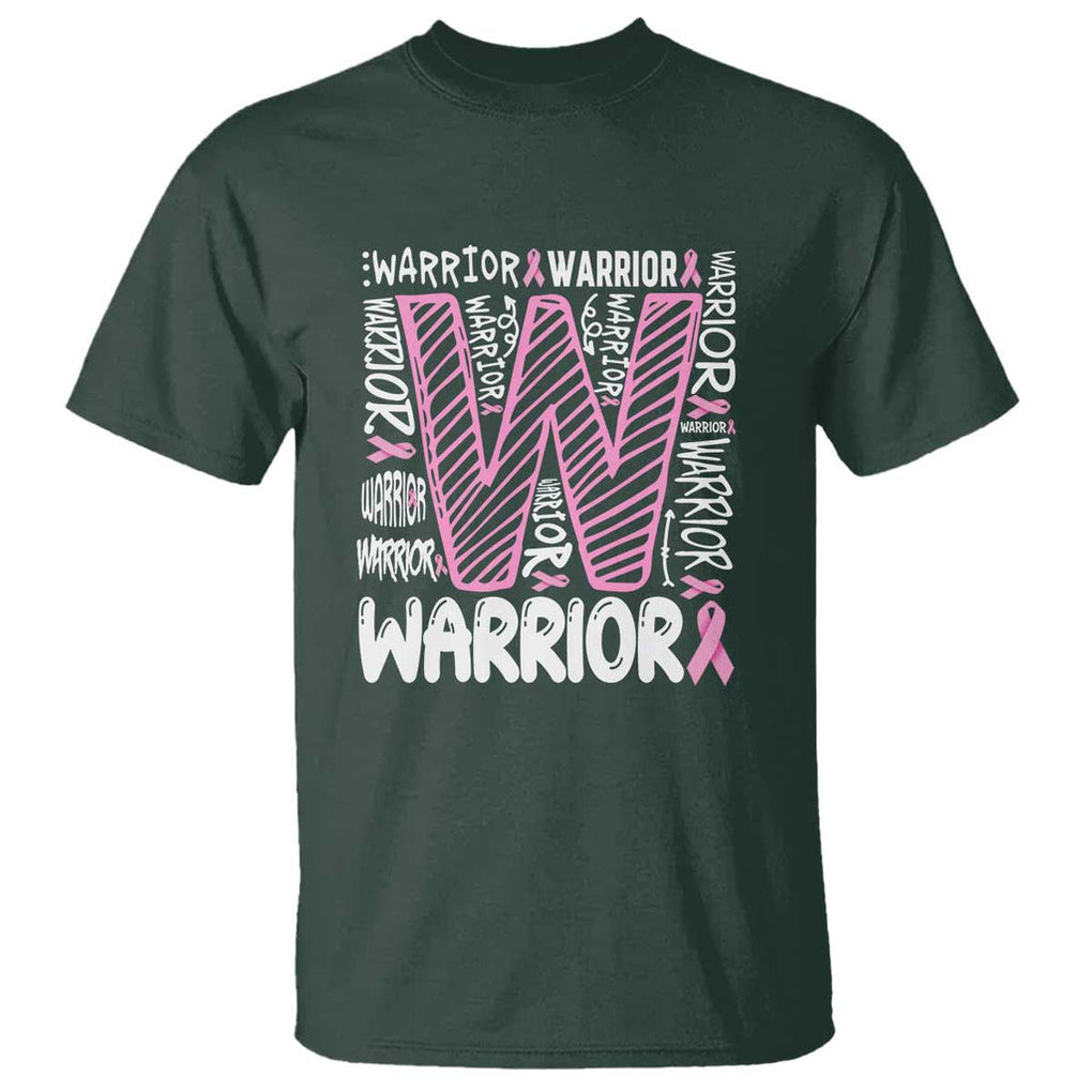 Breast Cancer Awareness In October We Wear Pink T Shirt Pink Ribbon Warriors Team TS10 Dark Forest Green Print Your Wear