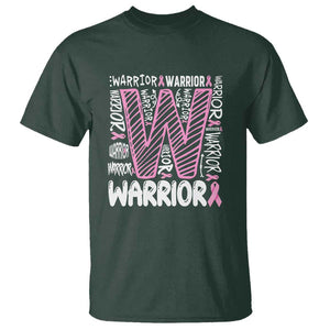 Breast Cancer Awareness In October We Wear Pink T Shirt Pink Ribbon Warriors Team TS10 Dark Forest Green Print Your Wear