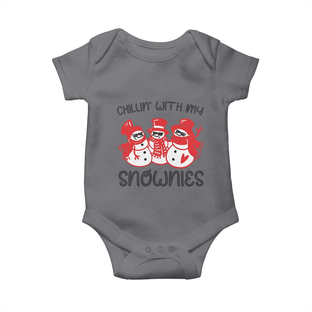 Snowman Christmas Baby Onesie Chillin With My Snowmies Ugly Gift TS10 Charcoal Print Your Wear