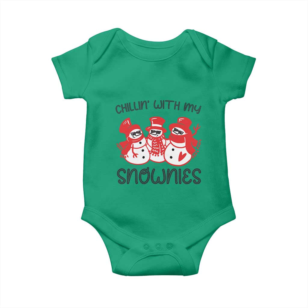 Snowman Christmas Baby Onesie Chillin With My Snowmies Ugly Gift TS10 Irish Green Print Your Wear