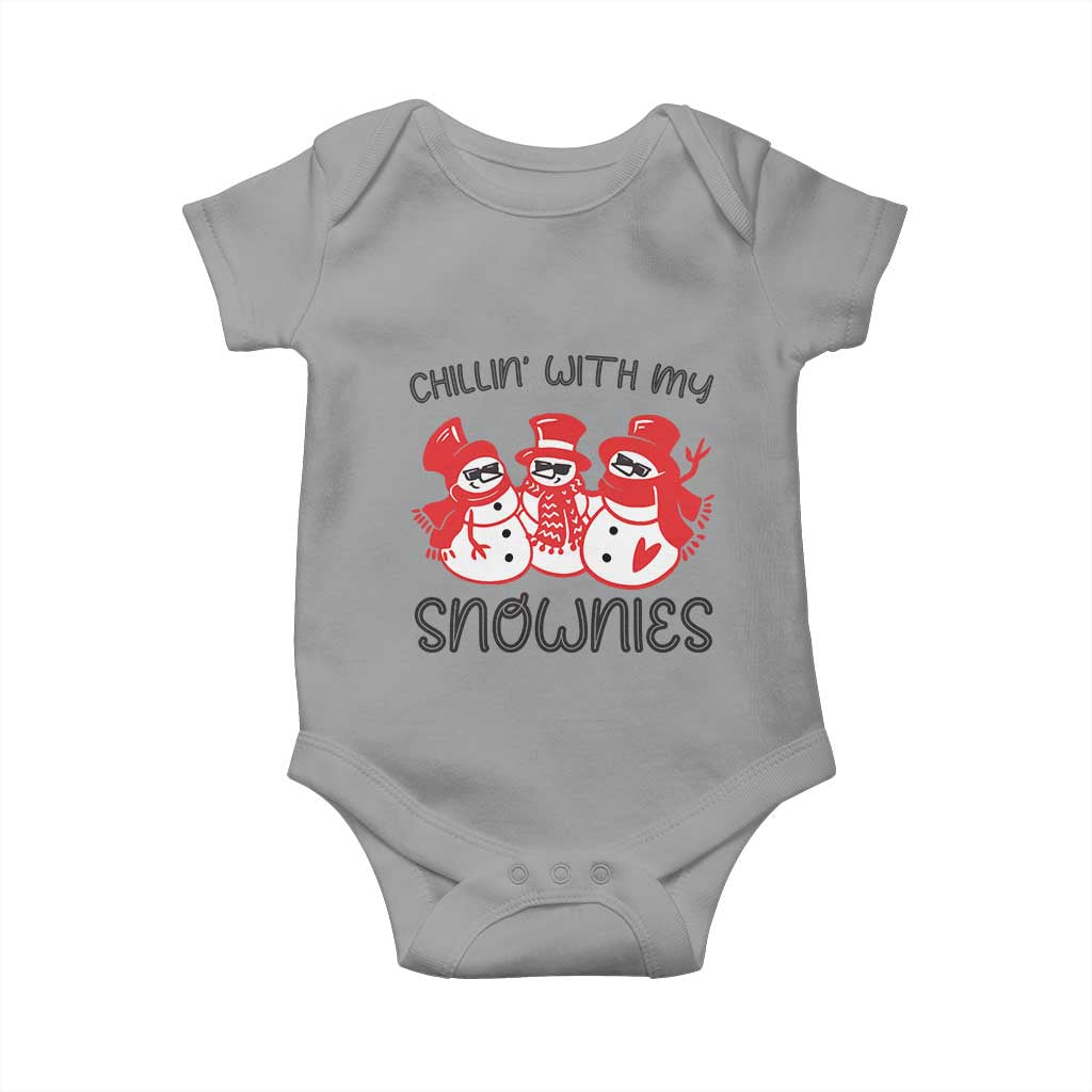 Snowman Christmas Baby Onesie Chillin With My Snowmies Ugly Gift TS10 Sport Gray Print Your Wear