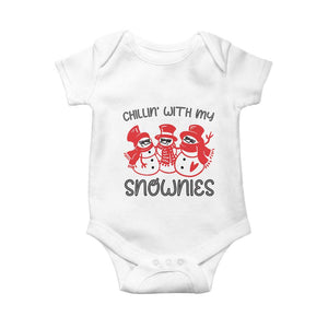 Snowman Christmas Baby Onesie Chillin With My Snowmies Ugly Gift TS10 White Print Your Wear