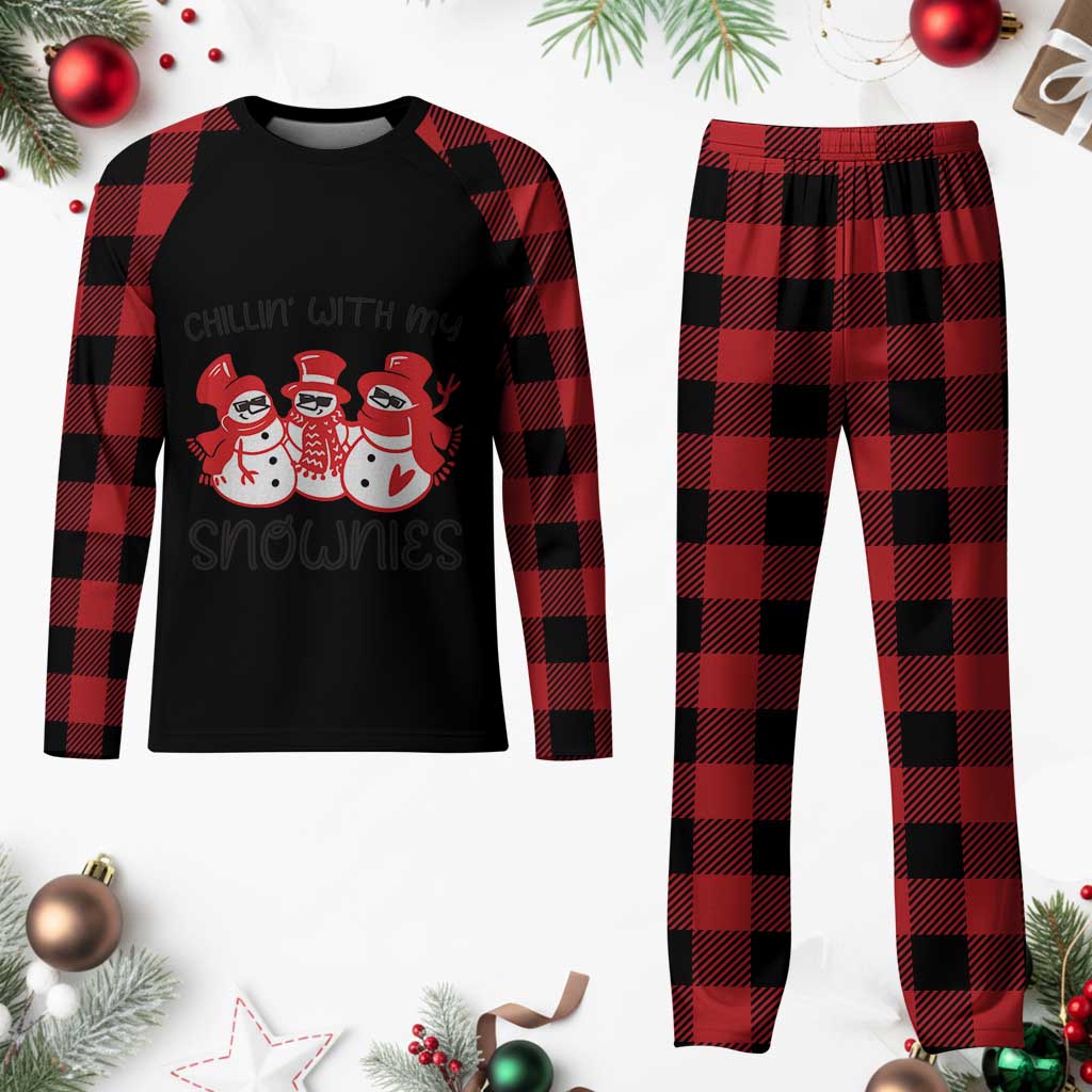 Snowman Christmas Plaid Pajama Set Chillin With My Snowmies Ugly Gift TS10 Buffalo Plaid Print Your Wear