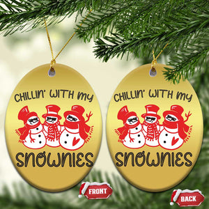 Snowman Christmas Christmas Ornament Chillin With My Snowmies Ugly Gift TS10 Oval Gold Print Your Wear