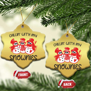 Snowman Christmas Christmas Ornament Chillin With My Snowmies Ugly Gift TS10 Snow Flake Gold Print Your Wear