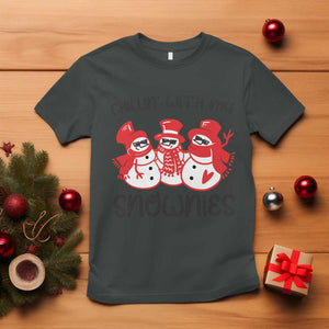 Snowman Christmas T Shirt Chillin With My Snowmies Ugly Gift TS10 Dark Heather Print Your Wear