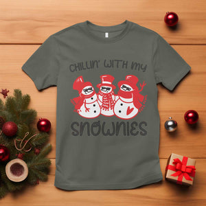 Snowman Christmas T Shirt Chillin With My Snowmies Ugly Gift TS10 Military Green Print Your Wear