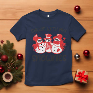 Snowman Christmas T Shirt Chillin With My Snowmies Ugly Gift TS10 Navy Print Your Wear