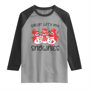 Snowman Christmas Raglan Shirt Chillin With My Snowmies Ugly Gift TS10 Sport Gray Black Print Your Wear