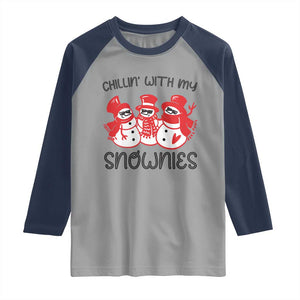 Snowman Christmas Raglan Shirt Chillin With My Snowmies Ugly Gift TS10 Sport Gray Navy Print Your Wear