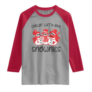 Snowman Christmas Raglan Shirt Chillin With My Snowmies Ugly Gift TS10 Sport Gray Red Print Your Wear