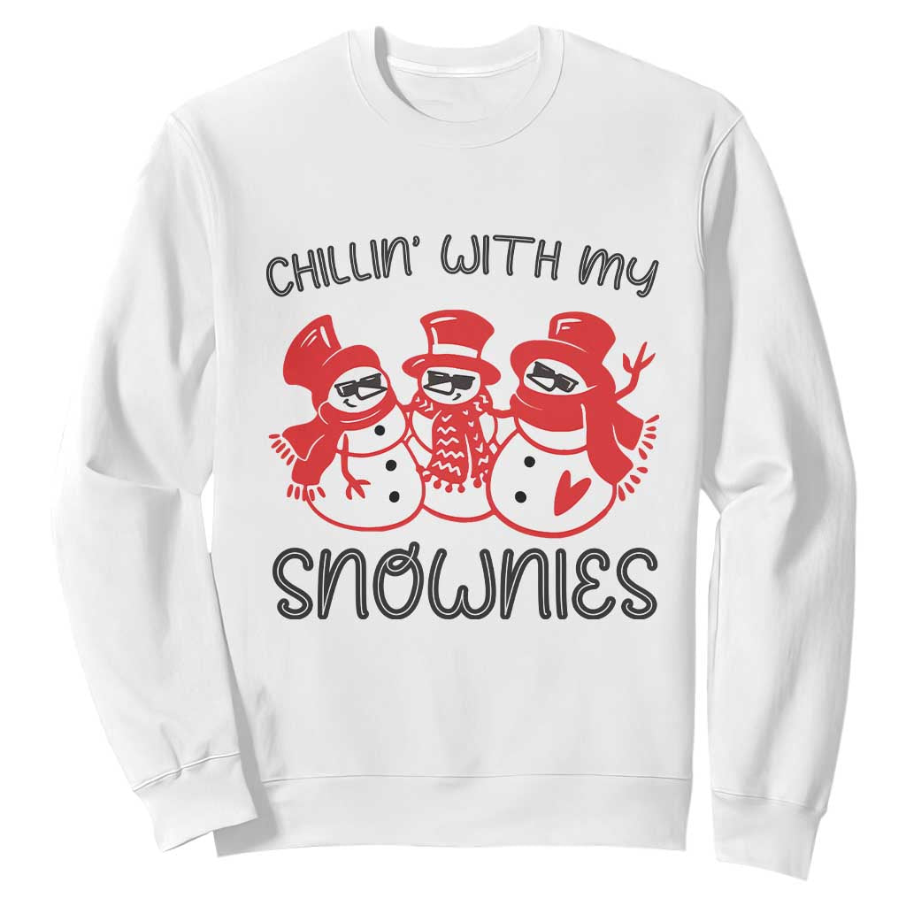 Snowman Christmas Sweatshirt Chillin With My Snowmies Ugly Gift TS10 White Print Your Wear