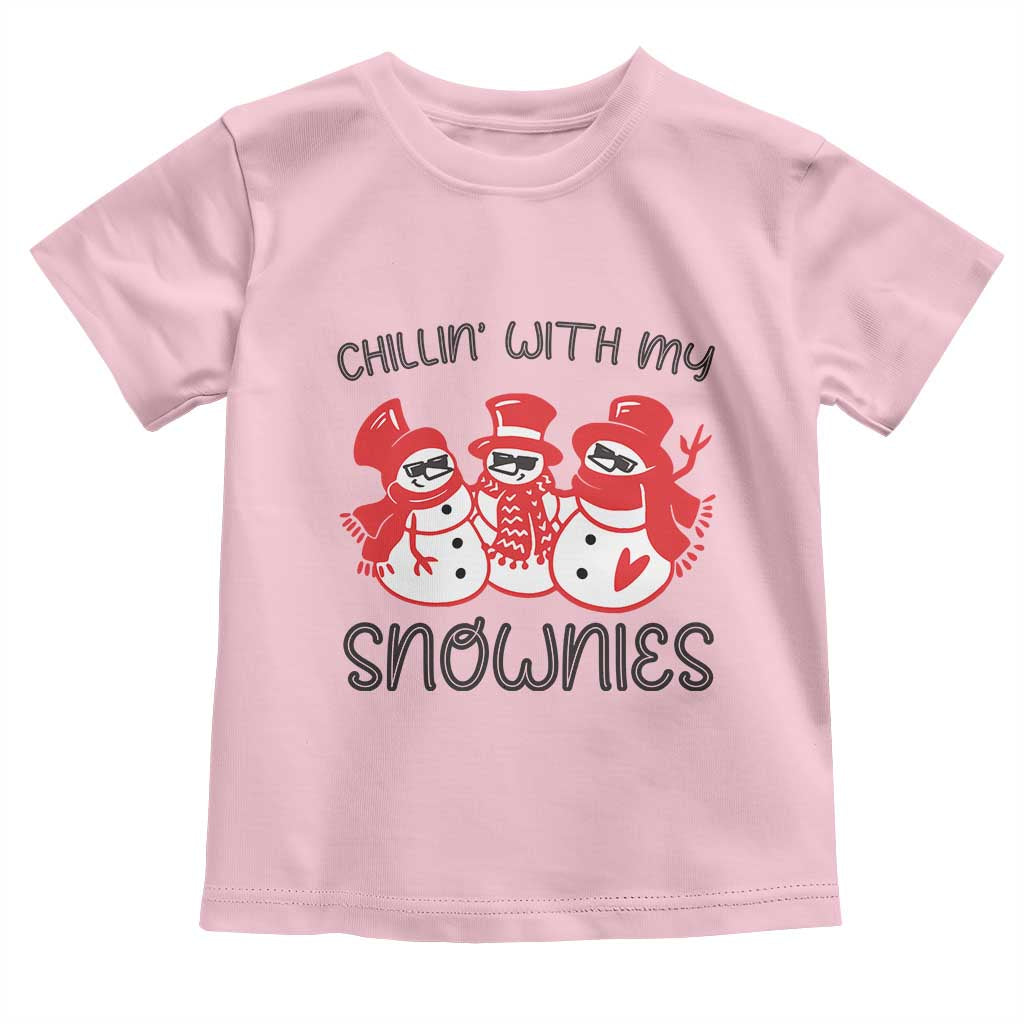 Snowman Christmas Baby Shirt Chillin With My Snowmies Ugly Gift TS10 Light Pink Print Your Wear