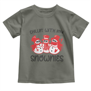 Snowman Christmas Baby Shirt Chillin With My Snowmies Ugly Gift TS10 Military Green Print Your Wear
