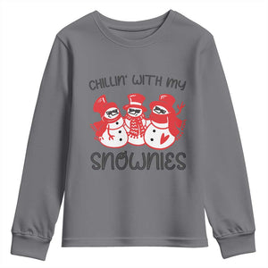 Snowman Christmas Youth Sweatshirt Chillin With My Snowmies Ugly Gift TS10 Charcoal Print Your Wear