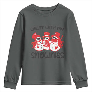 Snowman Christmas Youth Sweatshirt Chillin With My Snowmies Ugly Gift TS10 Dark Heather Print Your Wear