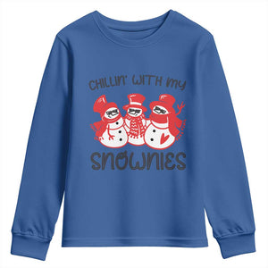 Snowman Christmas Youth Sweatshirt Chillin With My Snowmies Ugly Gift TS10 Royal Blue Print Your Wear