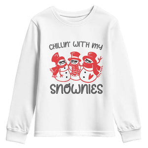 Snowman Christmas Long Sleeve Shirt Chillin With My Snowmies Ugly Gift TS10 White Print Your Wear