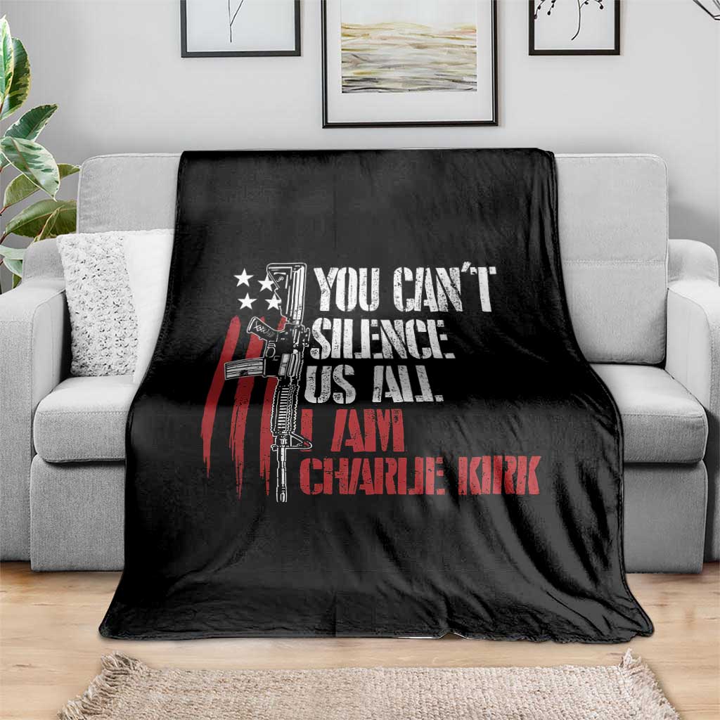 Charlie Kirk Throw Blanket You Cant Silence Us All USA Flag TS10 Print Your Wear