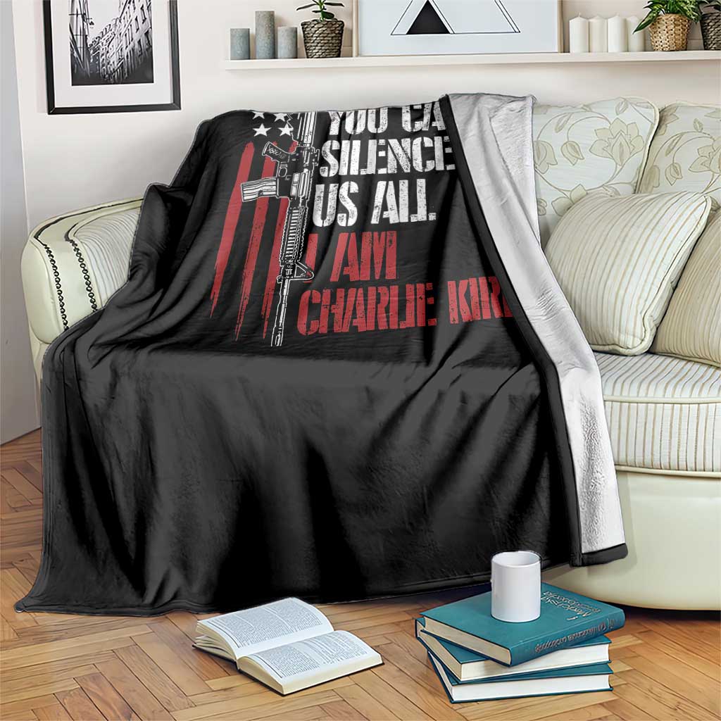 Charlie Kirk Throw Blanket You Cant Silence Us All USA Flag TS10 Print Your Wear