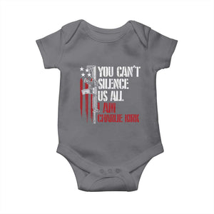 Charlie Kirk Baby Onesie You Cant Silence Us All USA Flag TS10 Charcoal Print Your Wear