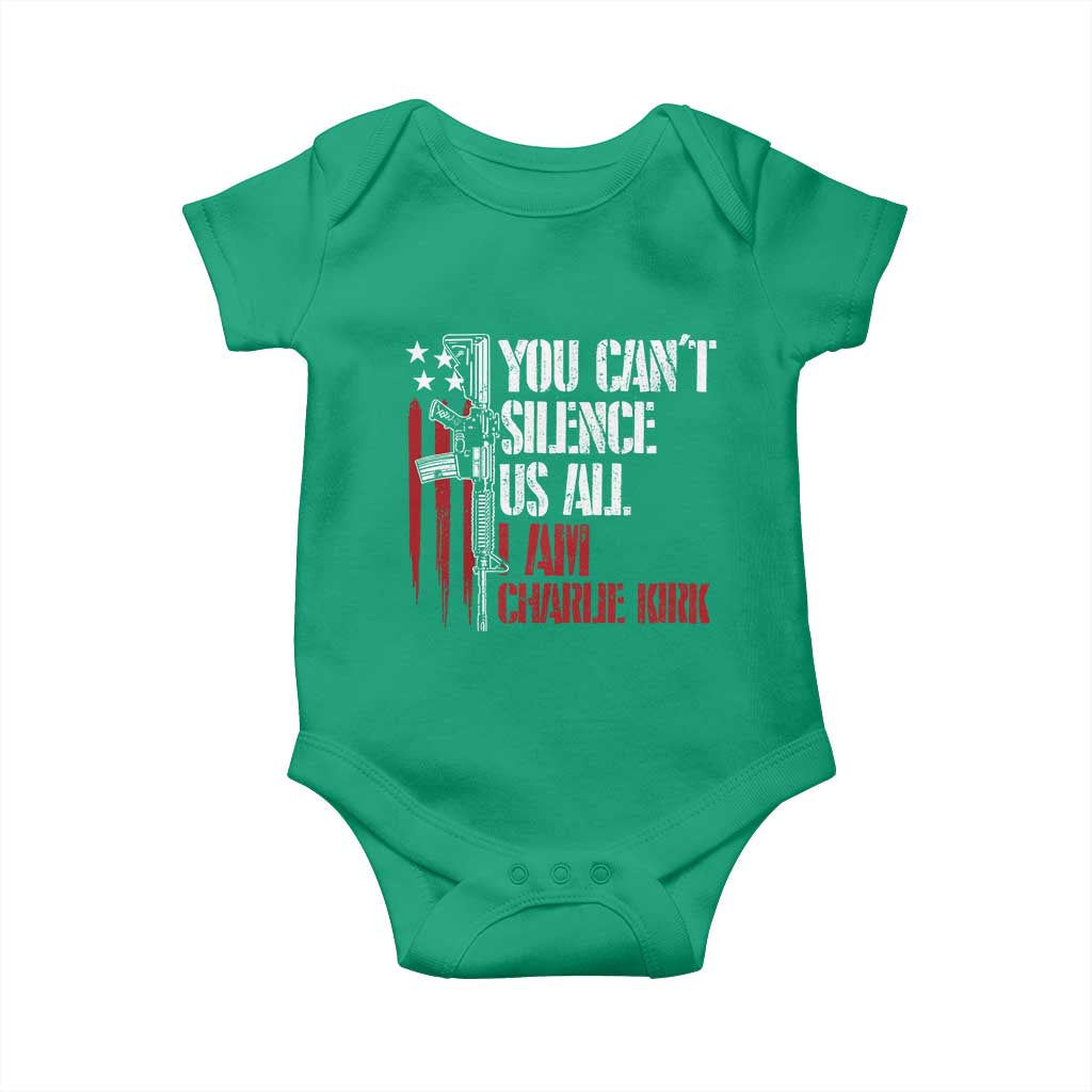 Charlie Kirk Baby Onesie You Cant Silence Us All USA Flag TS10 Irish Green Print Your Wear