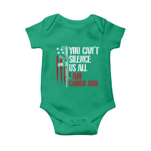 Charlie Kirk Baby Onesie You Cant Silence Us All USA Flag TS10 Irish Green Print Your Wear