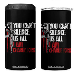 Charlie Kirk 4 in 1 Can Cooler Tumbler You Cant Silence Us All USA Flag TS10 One Size: 16 oz Black Print Your Wear