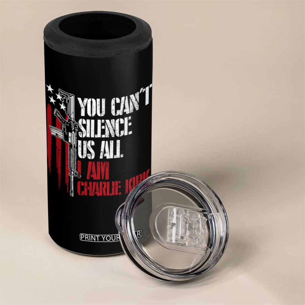 Charlie Kirk 4 in 1 Can Cooler Tumbler You Cant Silence Us All USA Flag TS10 Print Your Wear