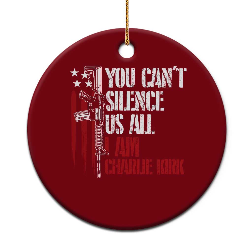 Charlie Kirk Ceramic Ornament You Cant Silence Us All USA Flag - Print Your Wear