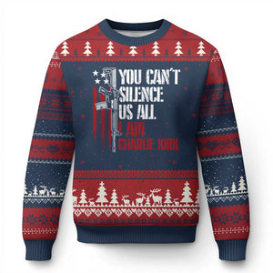 Charlie Kirk Ugly Christmas Sweater You Cant Silence Us All USA Flag TS10 Navy Red Print Your Wear