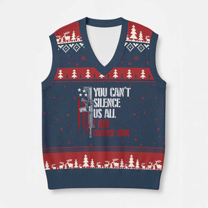 Charlie Kirk V-Neck Knit Sweater Vest You Cant Silence Us All USA Flag TS10 Navy Red Print Your Wear