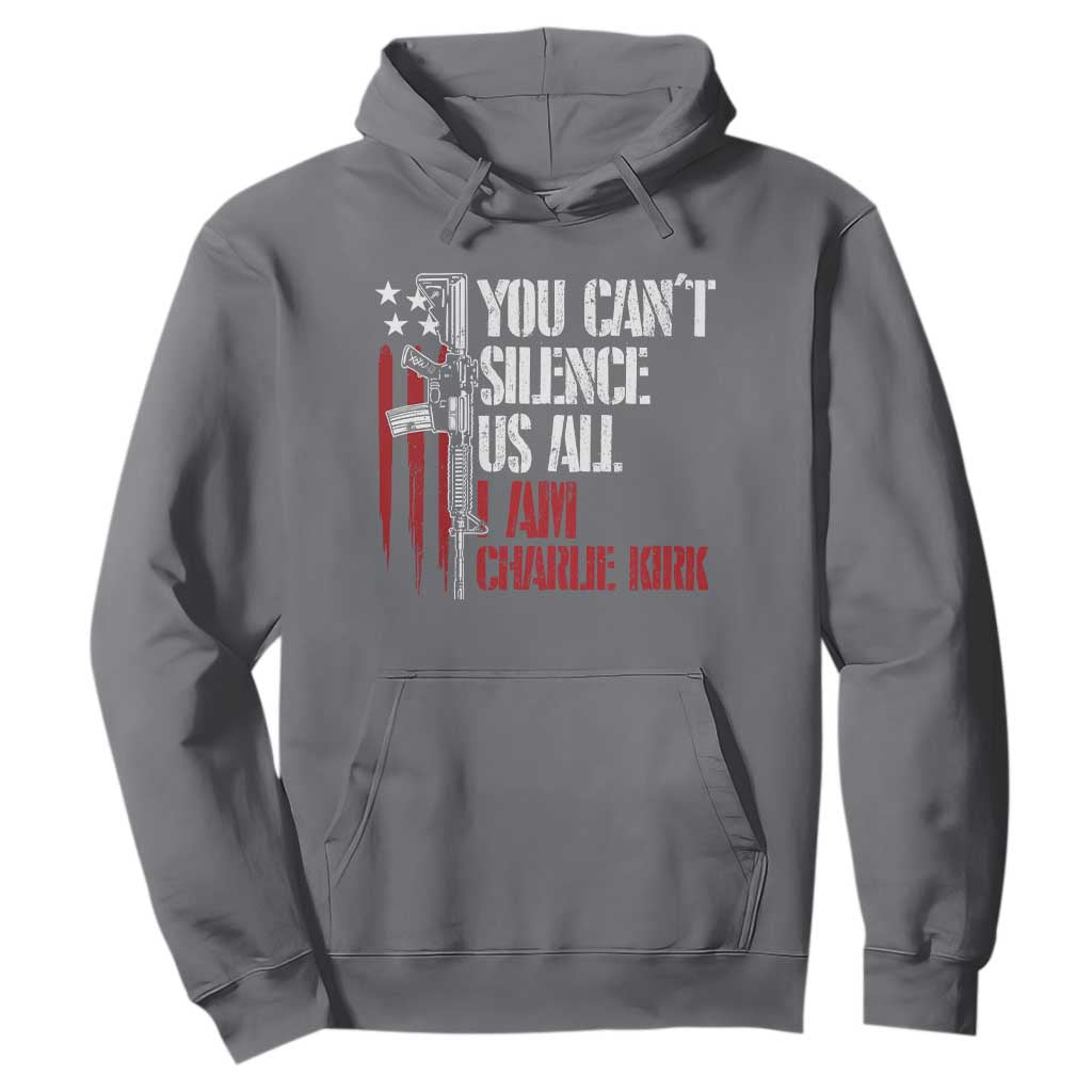 Charlie Kirk Hoodie You Cant Silence Us All USA Flag TS10 Charcoal Print Your Wear