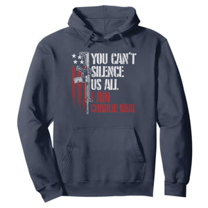 Charlie Kirk Hoodie You Cant Silence Us All USA Flag TS10 Navy Print Your Wear