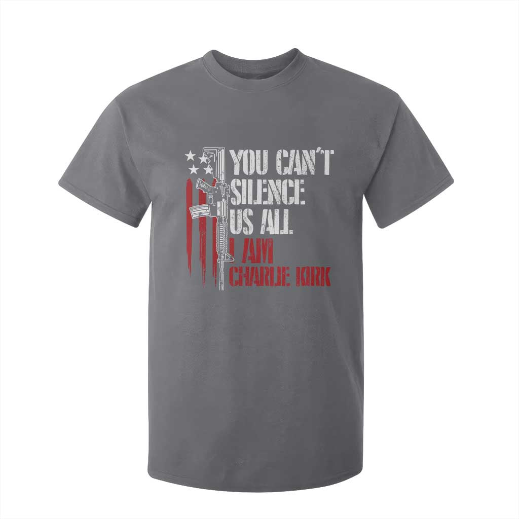 Charlie Kirk T Shirt For Kid You Cant Silence Us All USA Flag TS10 Charcoal Print Your Wear