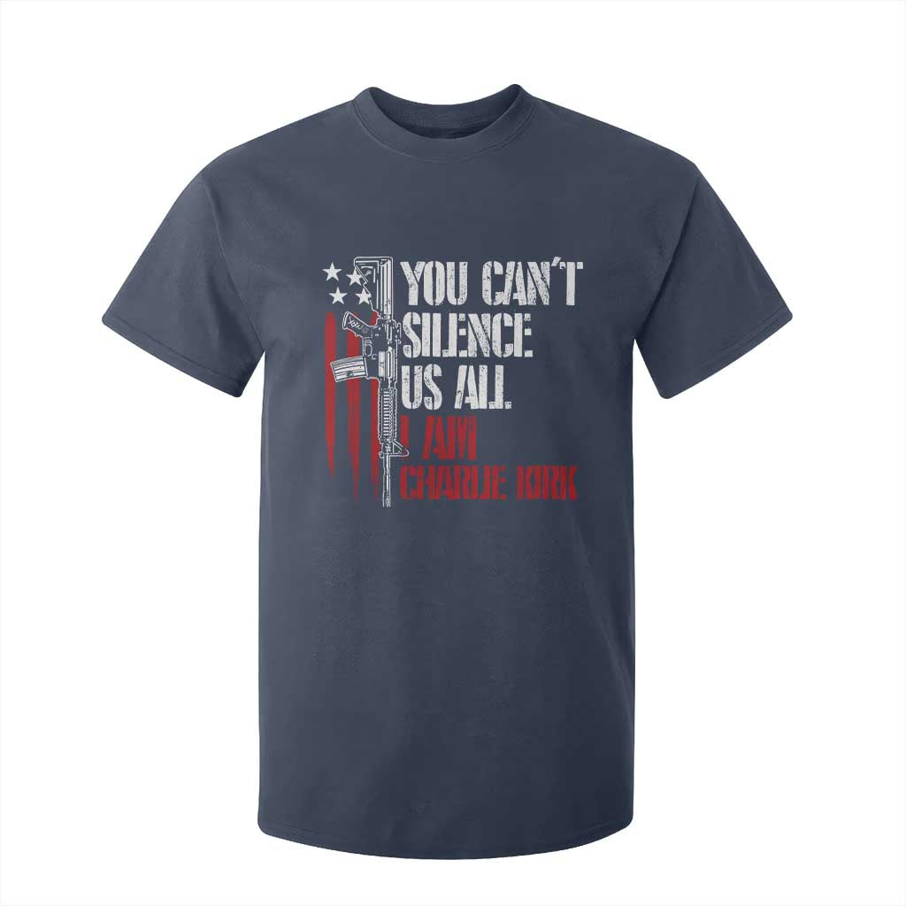 Charlie Kirk T Shirt For Kid You Cant Silence Us All USA Flag TS10 Navy Print Your Wear