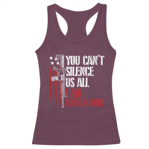 Charlie Kirk Racerback Tank Top You Cant Silence Us All USA Flag - Print Your Wear