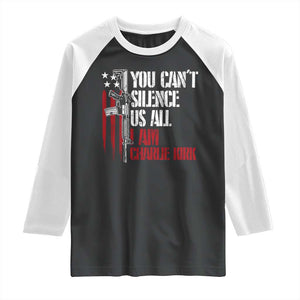 Charlie Kirk Raglan Shirt You Cant Silence Us All USA Flag TS10 Black White Print Your Wear