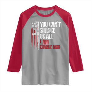 Charlie Kirk Raglan Shirt You Cant Silence Us All USA Flag TS10 Sport Gray Red Print Your Wear