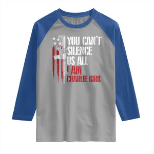 Charlie Kirk Raglan Shirt You Cant Silence Us All USA Flag TS10 Sport Gray Royal Print Your Wear