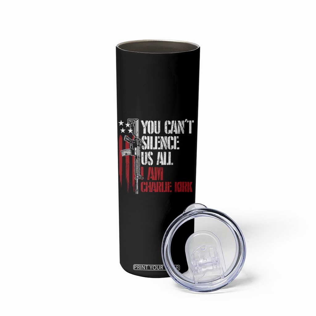 Charlie Kirk Skinny Tumbler You Cant Silence Us All USA Flag TS10 Print Your Wear