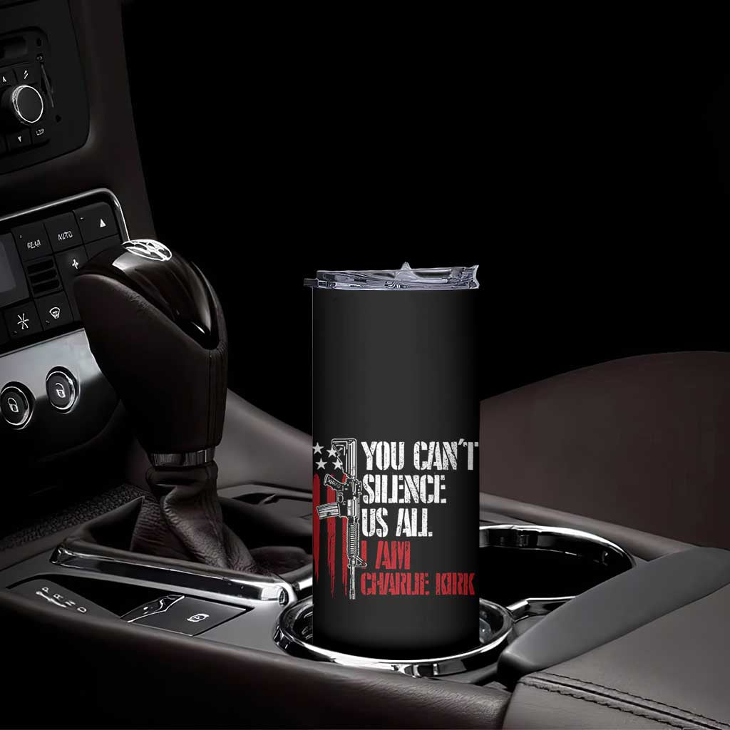 Charlie Kirk Skinny Tumbler You Cant Silence Us All USA Flag TS10 Print Your Wear