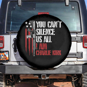 Charlie Kirk Spare Tire Cover You Cant Silence Us All USA Flag TS10 No hole Black Print Your Wear