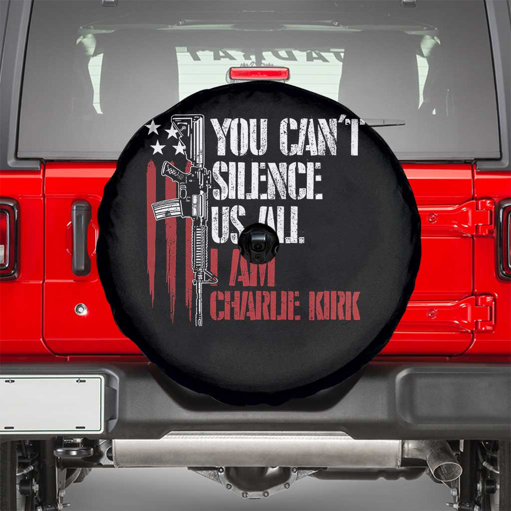 Charlie Kirk Spare Tire Cover You Cant Silence Us All USA Flag TS10 Black Print Your Wear