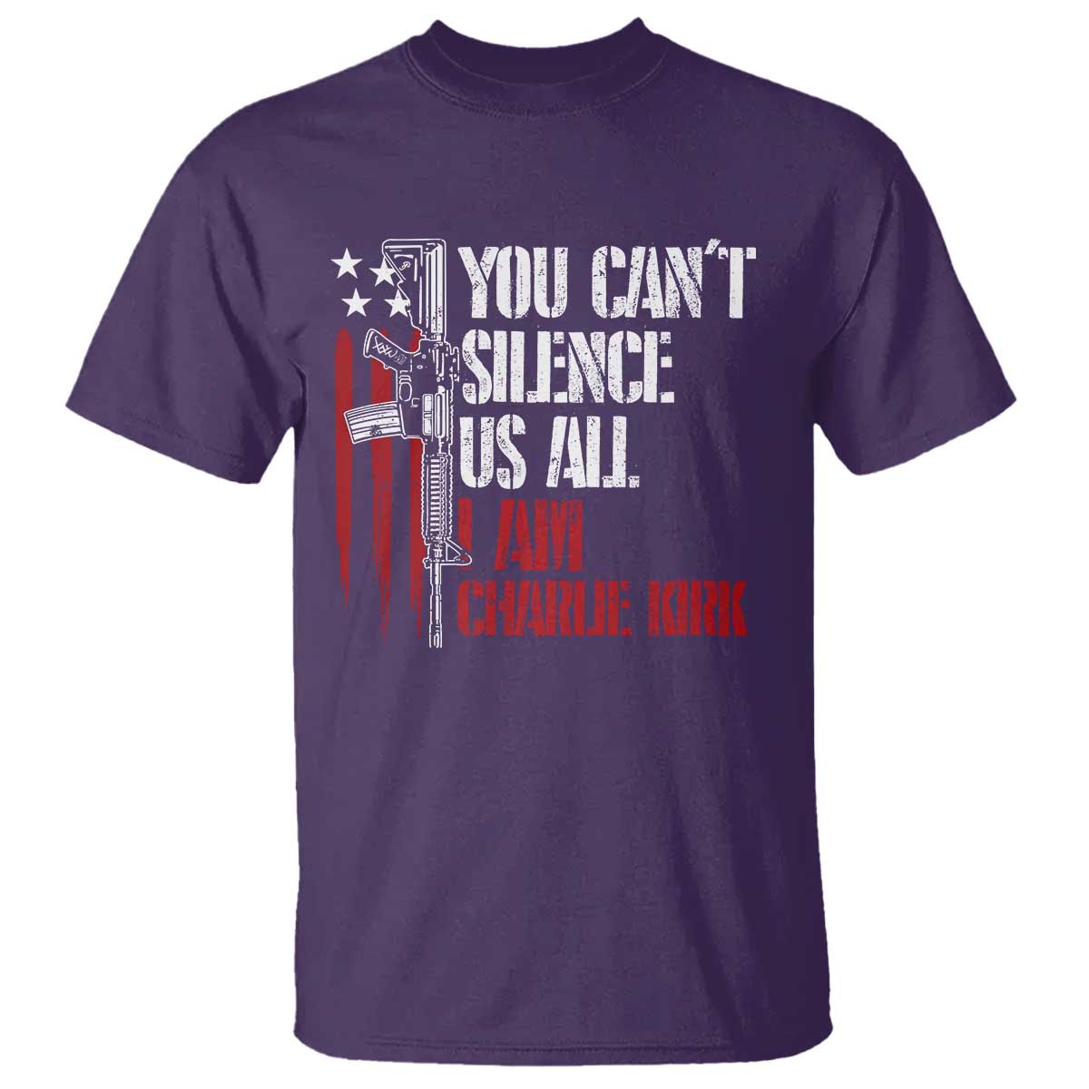 Charlie Kirk T Shirt You Cant Silence Us All USA Flag TS10 Purple Print Your Wear