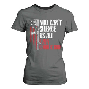 Charlie Kirk T Shirt For Women You Cant Silence Us All USA Flag TS10 Dark Heather Print Your Wear
