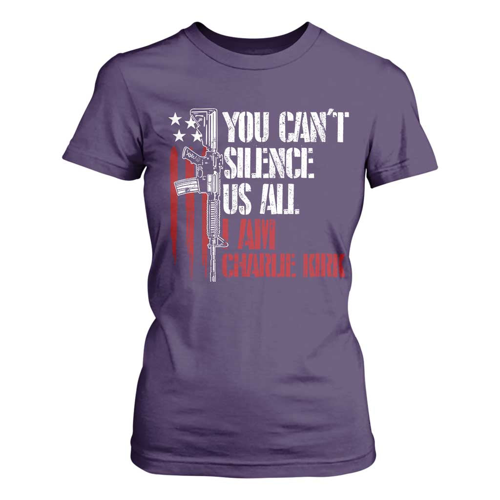 Charlie Kirk T Shirt For Women You Cant Silence Us All USA Flag TS10 Purple Print Your Wear