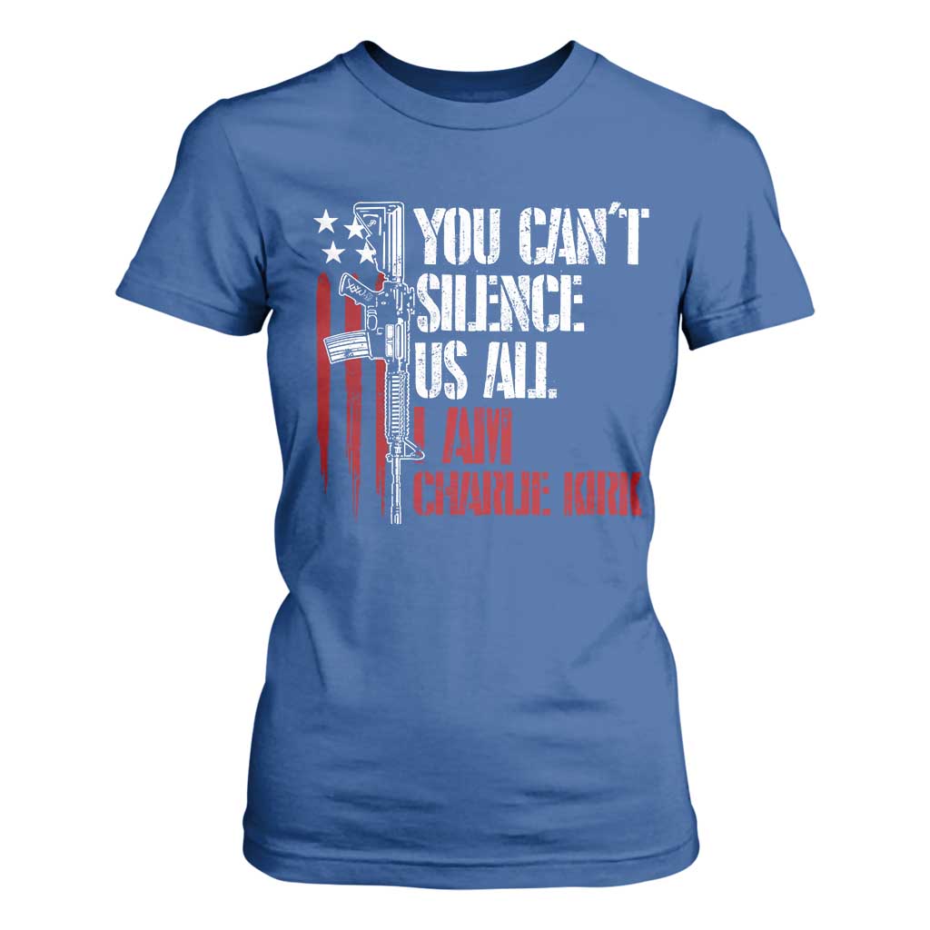 Charlie Kirk T Shirt For Women You Cant Silence Us All USA Flag TS10 Royal Blue Print Your Wear