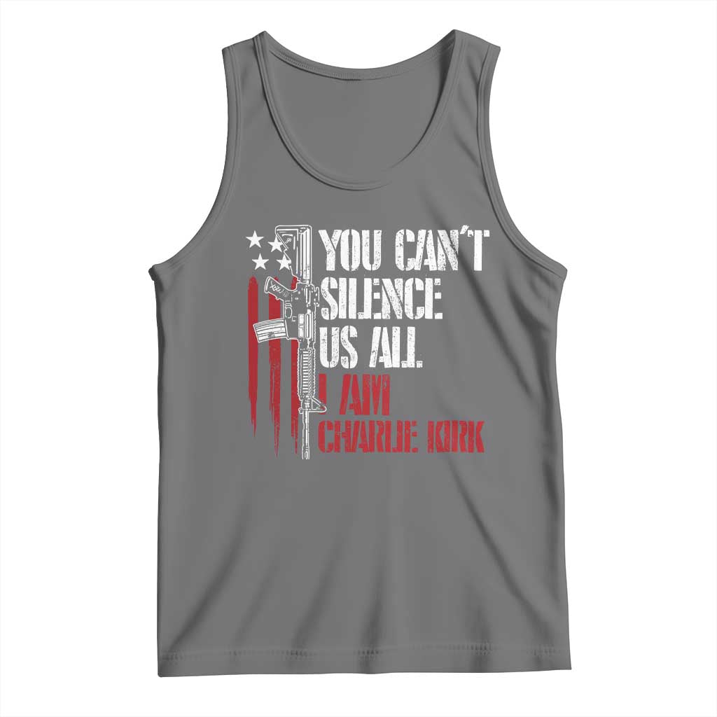 Charlie Kirk Tank Top You Cant Silence Us All USA Flag TS10 Black Heather Print Your Wear